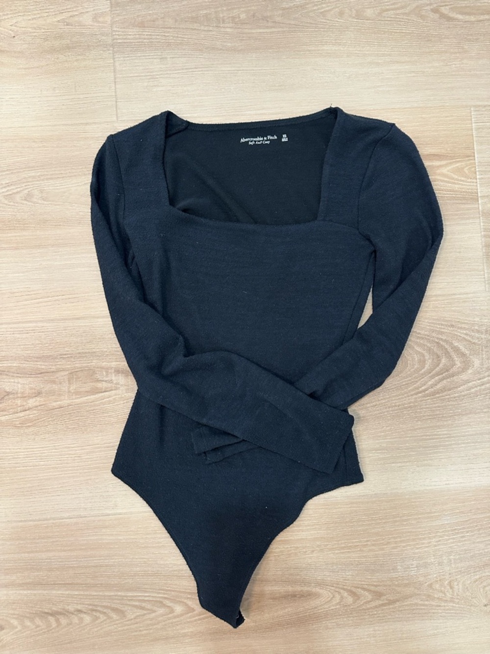 Abercrombie & Fitch Black Square-Neck Long-Sleeve Bodysuit